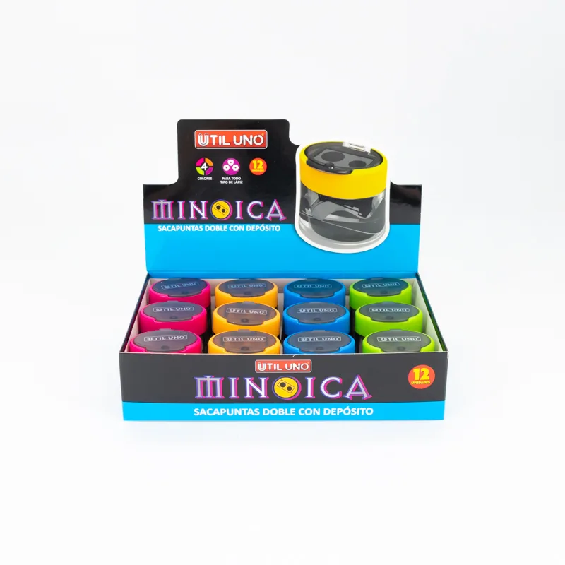 Sacapuntas plástico doble con depósito MINOICA x12 und - Imagen 2