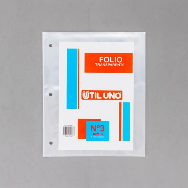 FOLIO TRANSPARENTE Nº3 60Mic x 10u y 100 u - Imagen 2