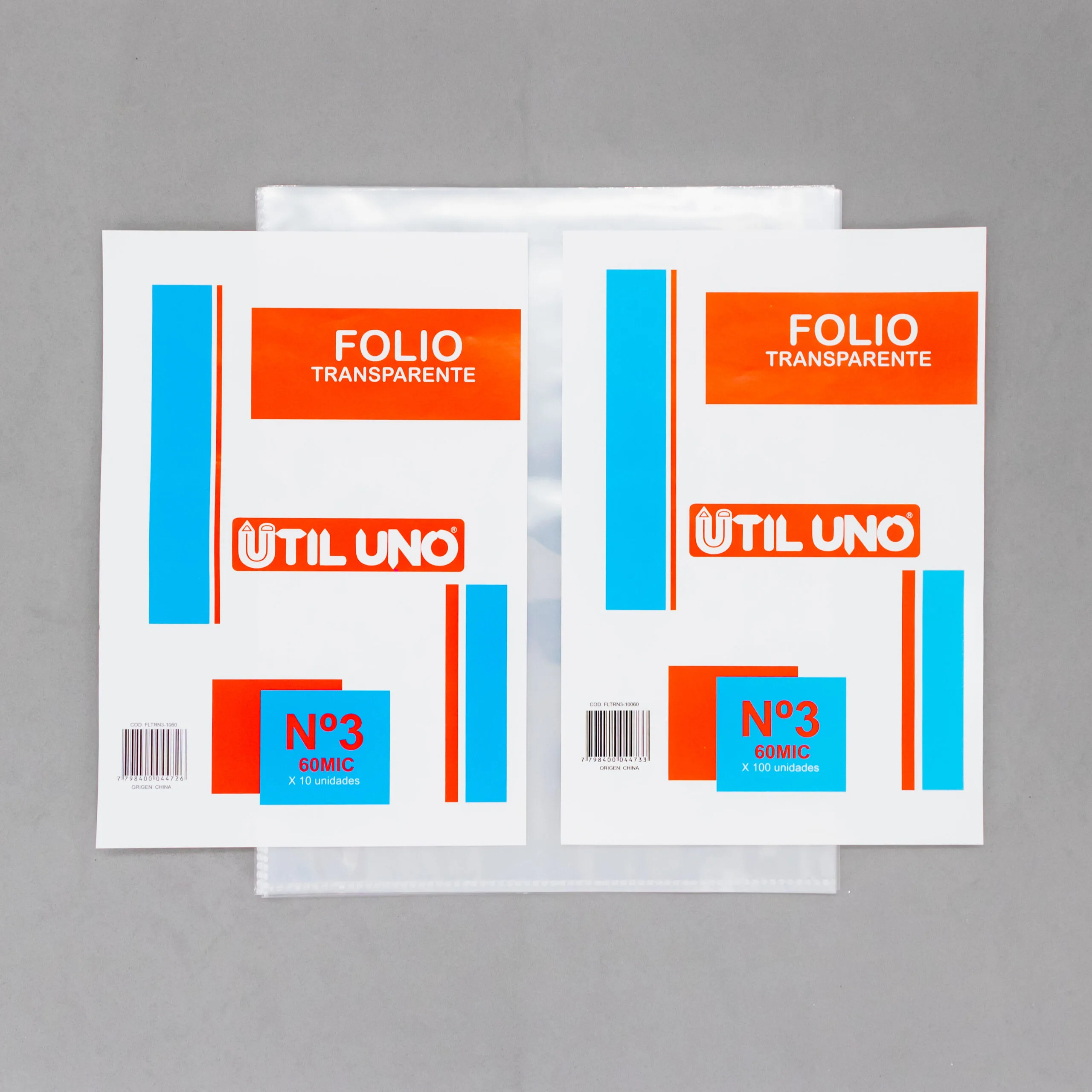 Folio transparente Nº3 de 60 Micrones x10u y 100u.
