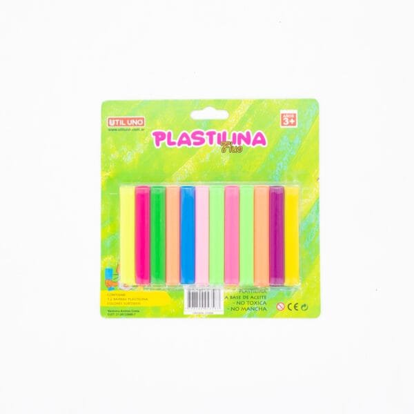 PLASTILINA DE COLORES FLUO x12u