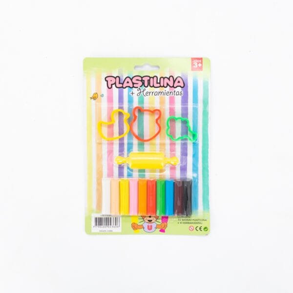 PLASTILINA DE COLORES x10u + 4 HERRAMIENTAS